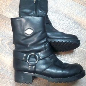Harley Davidson Black Leather Riding Boots. Size 8.5
